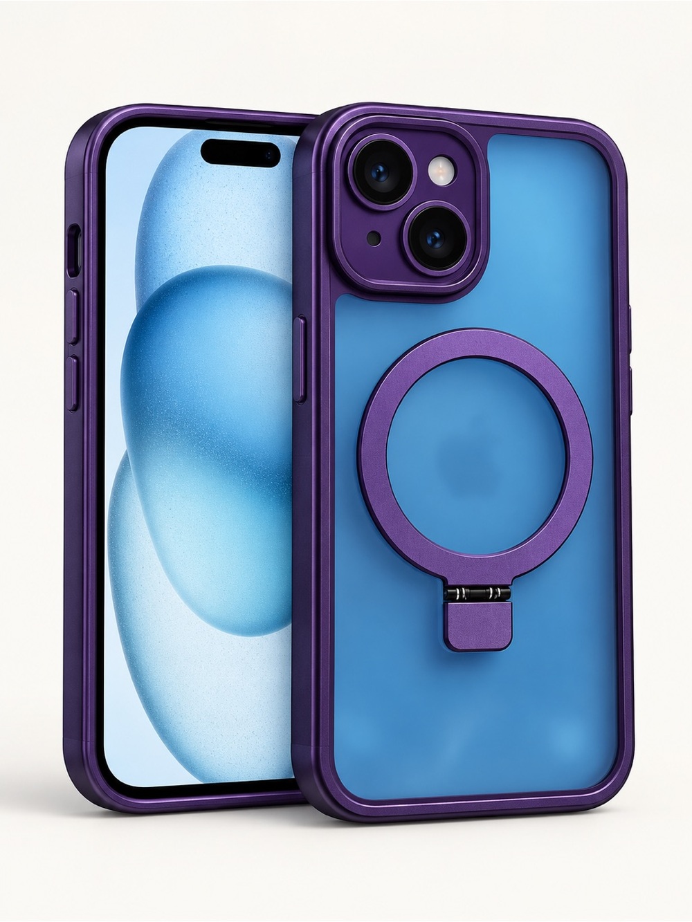 Purple iPhone 15 Case with Ring Stand – New